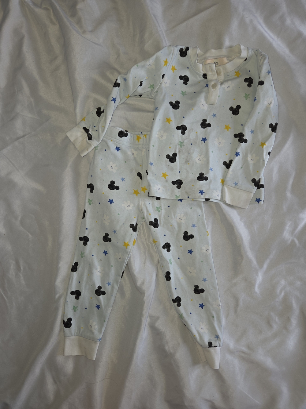Kids White Star & Mouse Head Pajama Set